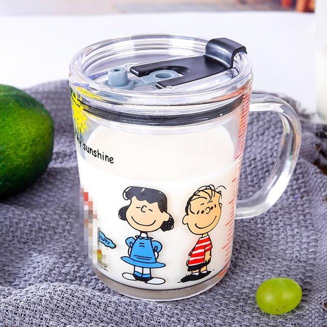 Cốc Pha Sữa Cho Bé Chia Vạch Thủy Tinh Chịu Nhiệt Kèm Ống Hút H113