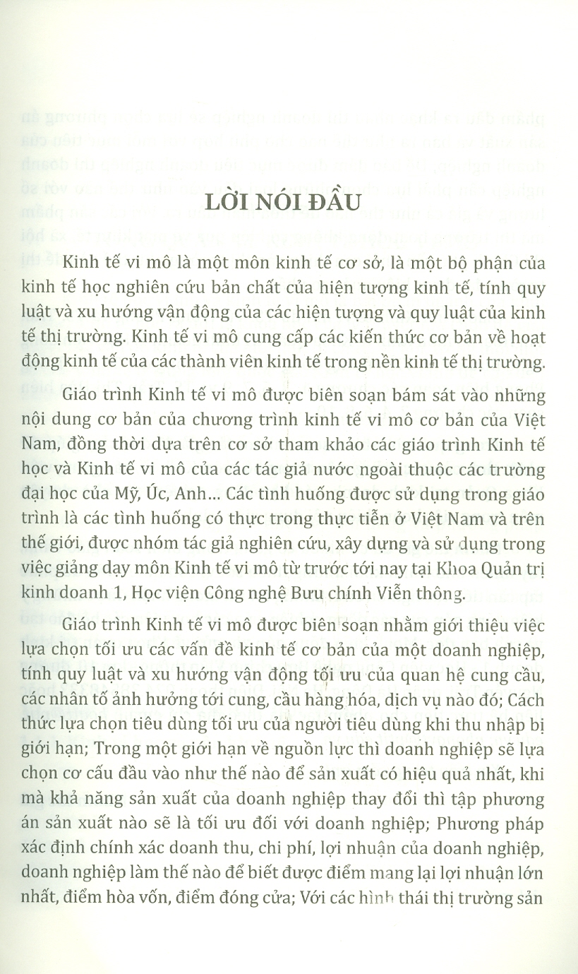 Giáo Trình Kinh Tế Vi Mô - TS. Vũ Trọng Phong & TS. Trần Thị Hòa -