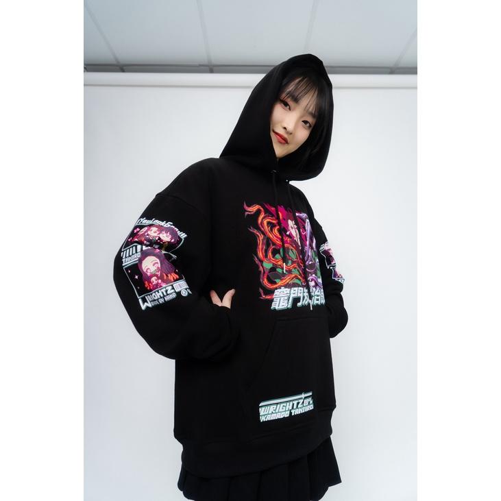 Áo hoodie Wrightz anime Tanjiro Kamado demon slayer thanh gươm diệt quỷ oversize