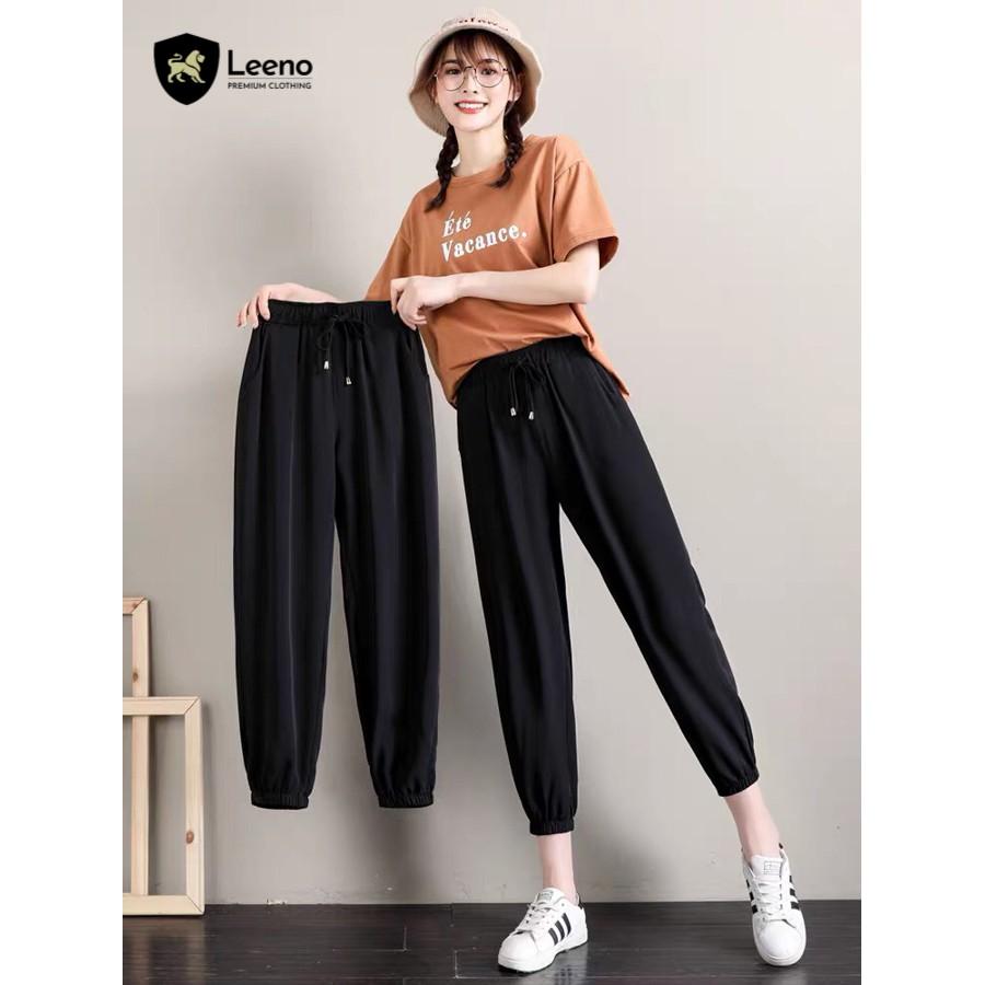 Quần Jogger nữ cạp chun bo gấu thể thao xuất dư