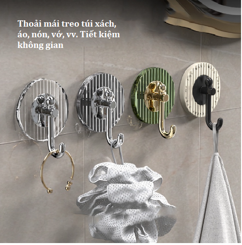 Vỉ 4 móc treo đa năng hình tròn dán tường siêu chắc không cần khoan đục tường, treo vật dụng gia đình GD767-4MocKC