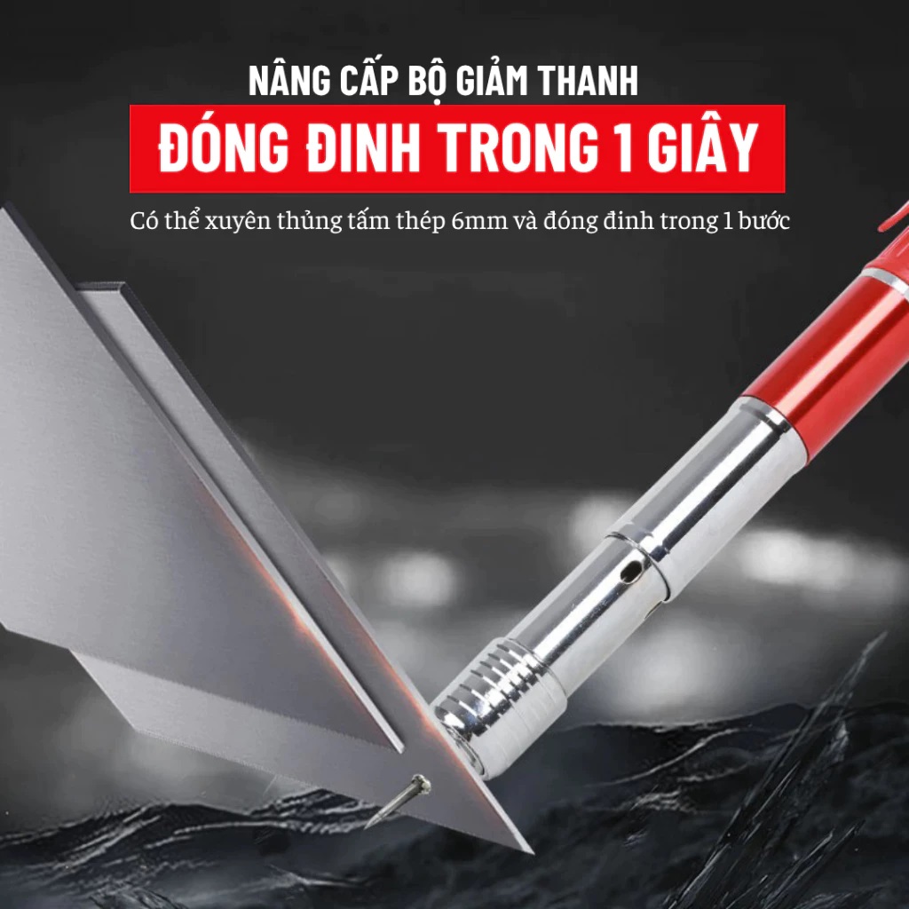 Máy Bắn Đinh Hạt Nổ GDV Kapusi Bắn Đinh Bê Tông Tay Cầm Đỏ - TẶNG KÈM 100 ĐINH, Đóng Đinh Dễ Dàng, Bộ Giảm Thanh Đôi - Hàng Chính Hãng