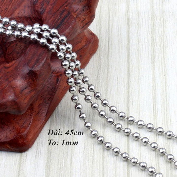 Dây chuyền bi tròn 1li cực xinh WDC012-1 Không đen không gỉ sét