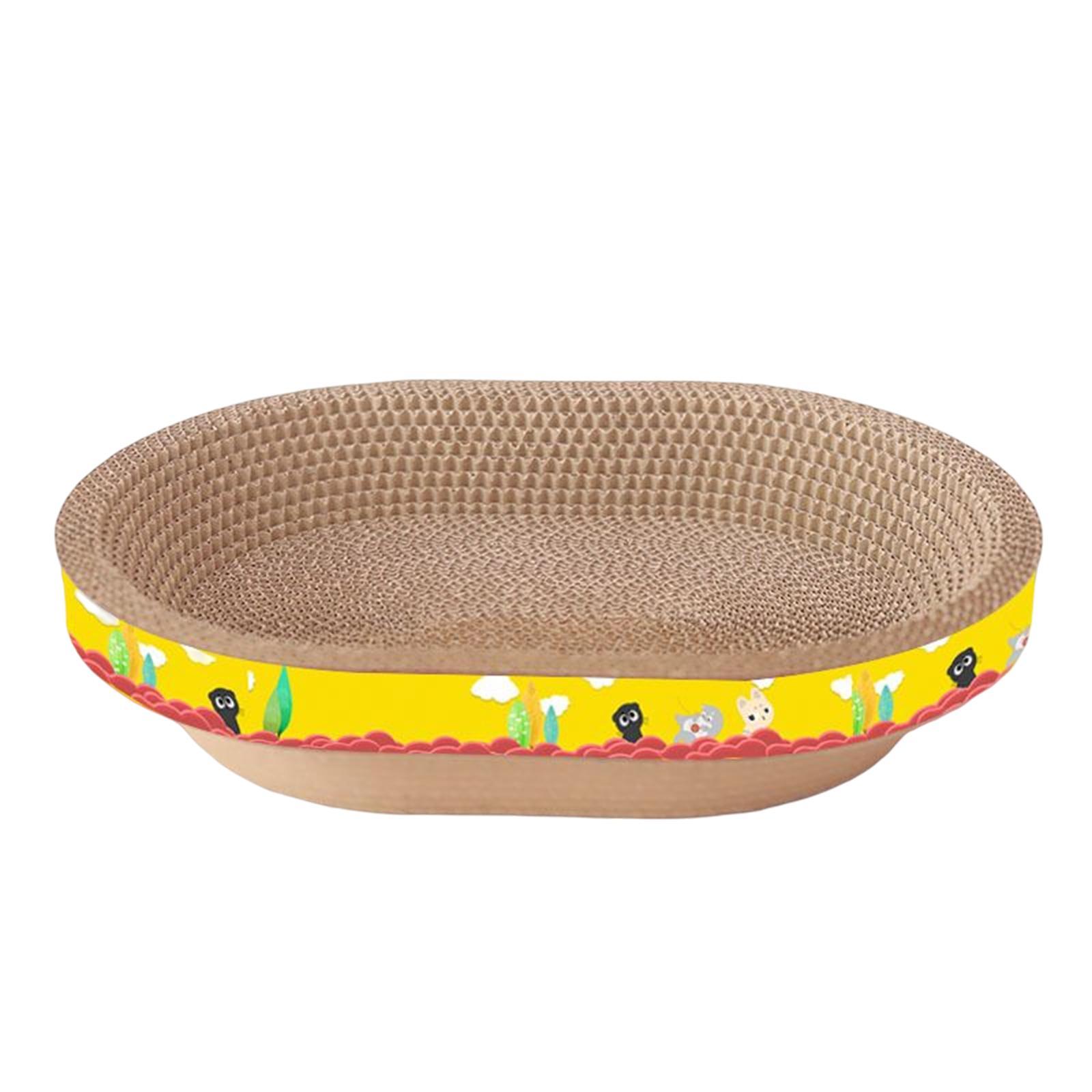 Cat Scratcher Cardboard Kitty Oval Corrugated Lounge Bed Scratching Board
