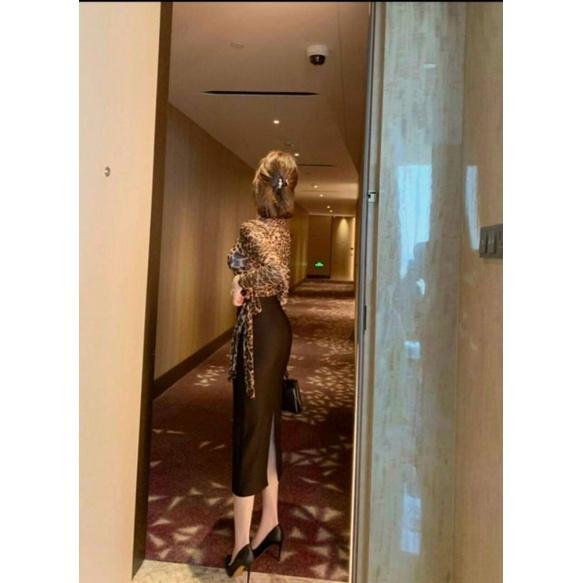 ĐẦM ÔM DA BEO PHỐI VÁY ĐEN