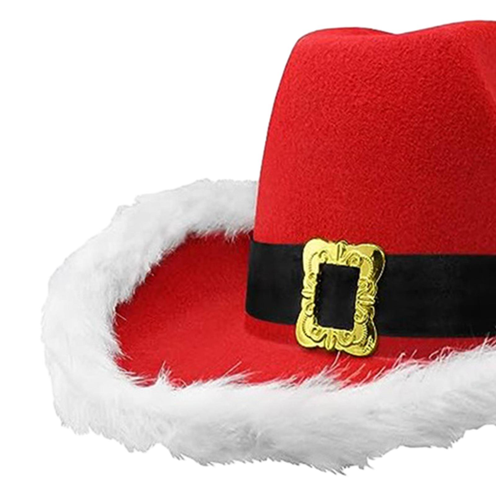 Christmas Cowboy Hat Xmas Cowgirl Hat Men Women Personality Santa Claus Western Hat Santa Hat for Gift Stage Performance Prom