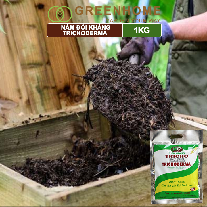 Phân vi sinh vật Trichoderma, bao 1kg ủ phân, ủ rác, đậu tương, tưới gốc |Greenhome