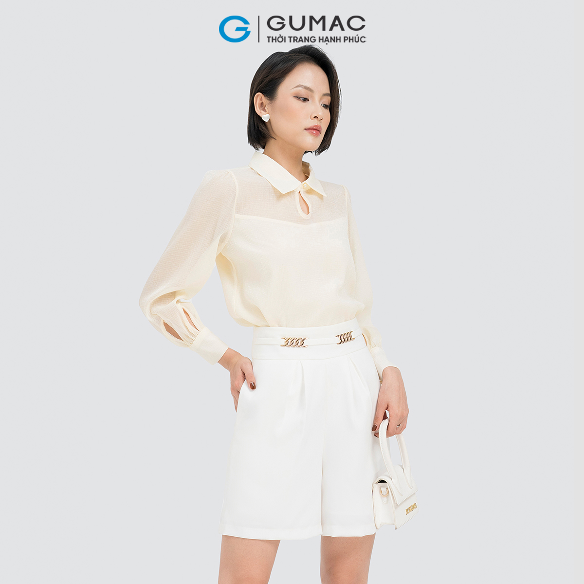 Quần short nữ lưng cao phối phụ kiện tôn dáng trẻ trung thời trang Gumac QD04028