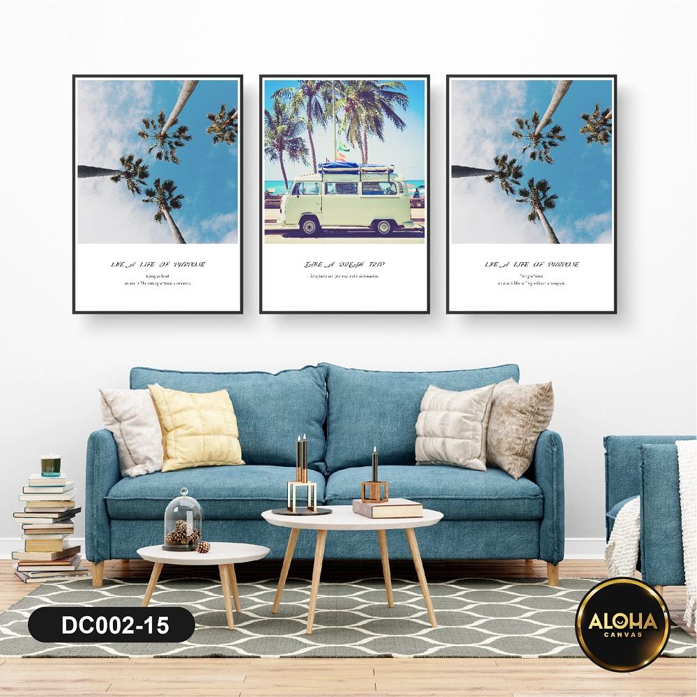 Set 3 tranh vải canvas treo tường kèm khung tranh trang trí - Tranh decor phòng khách, Trang treo cầu thang, Phòng ngủ