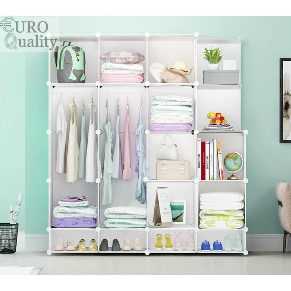 Tủ nhựa lắp ghép vân gỗ cao cấp Euro Quality 12 ô có kệ để giày