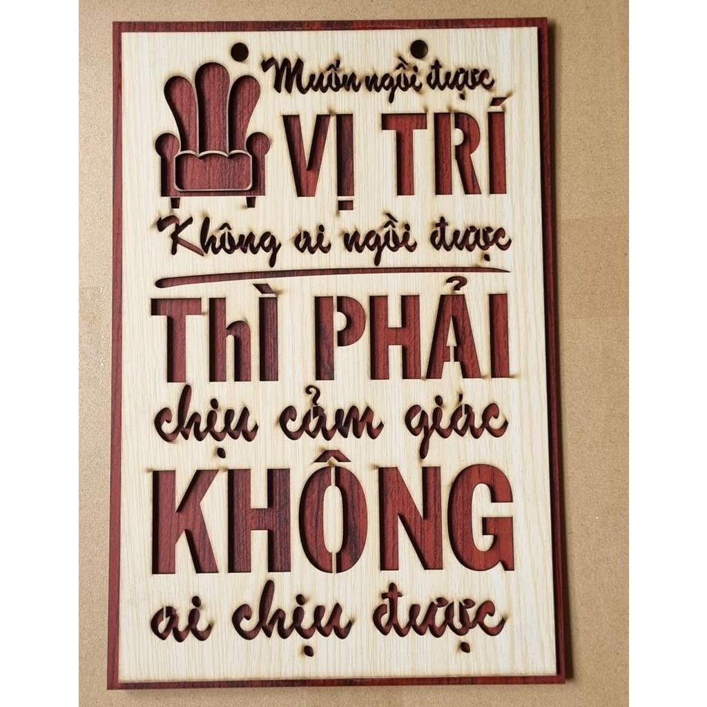 Tranh treo tường phòng khách phòng ngủ châm ngôn sống, tranh gỗ decor vintage slogan tạo động lực