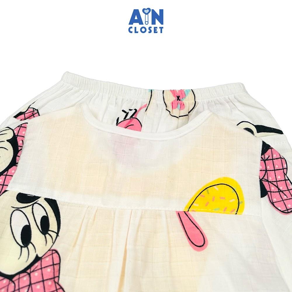Bộ quần áo Dài bé gái họa tiết Nhà Mina Trắng xô sợi tre - AICDBG4QJ2TV - AIN Closet