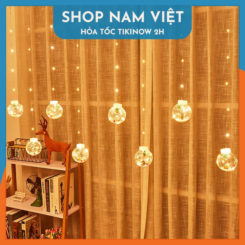 Dây Led Rèm Quả Cầu Tuyết Trang Trí Giáng Sinh, Noel - Chính Hãng NAVIVU