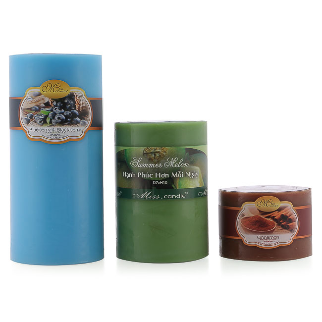 Bộ nến thơm Hạnh Phúc 7 - Bộ 3 nến thơm D7H5, D7H10, D7H15 Miss Candle (Chọn mùi hương)