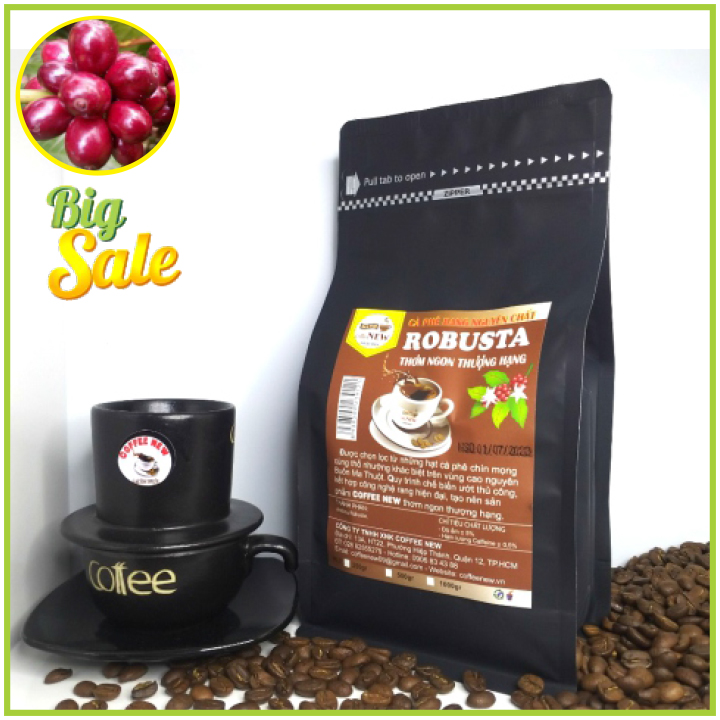 Cà Phê ROBUSTA - Rang Mộc Nguyên Chất (Gói 500gr) - Dạng Xay Pha Phin - Coffee New