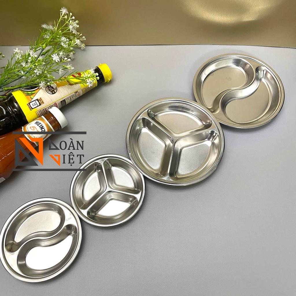 CHÉN - DĨA INOX KHÔNG RỈ đựng GIA VỊ , NƯỚC CHẤM - Thiết kế 2 ngăn, 3 ngăn tiện dụng