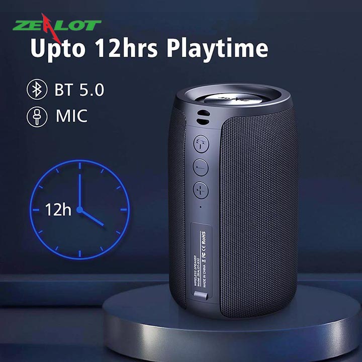 Loa bluetooth Zealot tặng kèm móc khóa chữ 5 Tech nghe nhạc không dây âm thanh siêu trầm hàng chính hãng kết nối ổn định, bluetooth 5.0 dùng cho điện thoại, laptop, PC