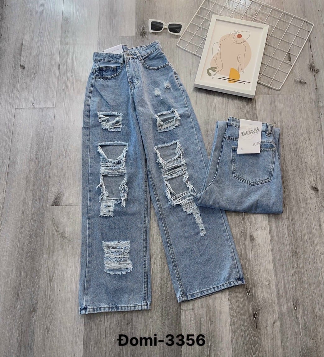 Quần baggy jean ống siông rách thời trang