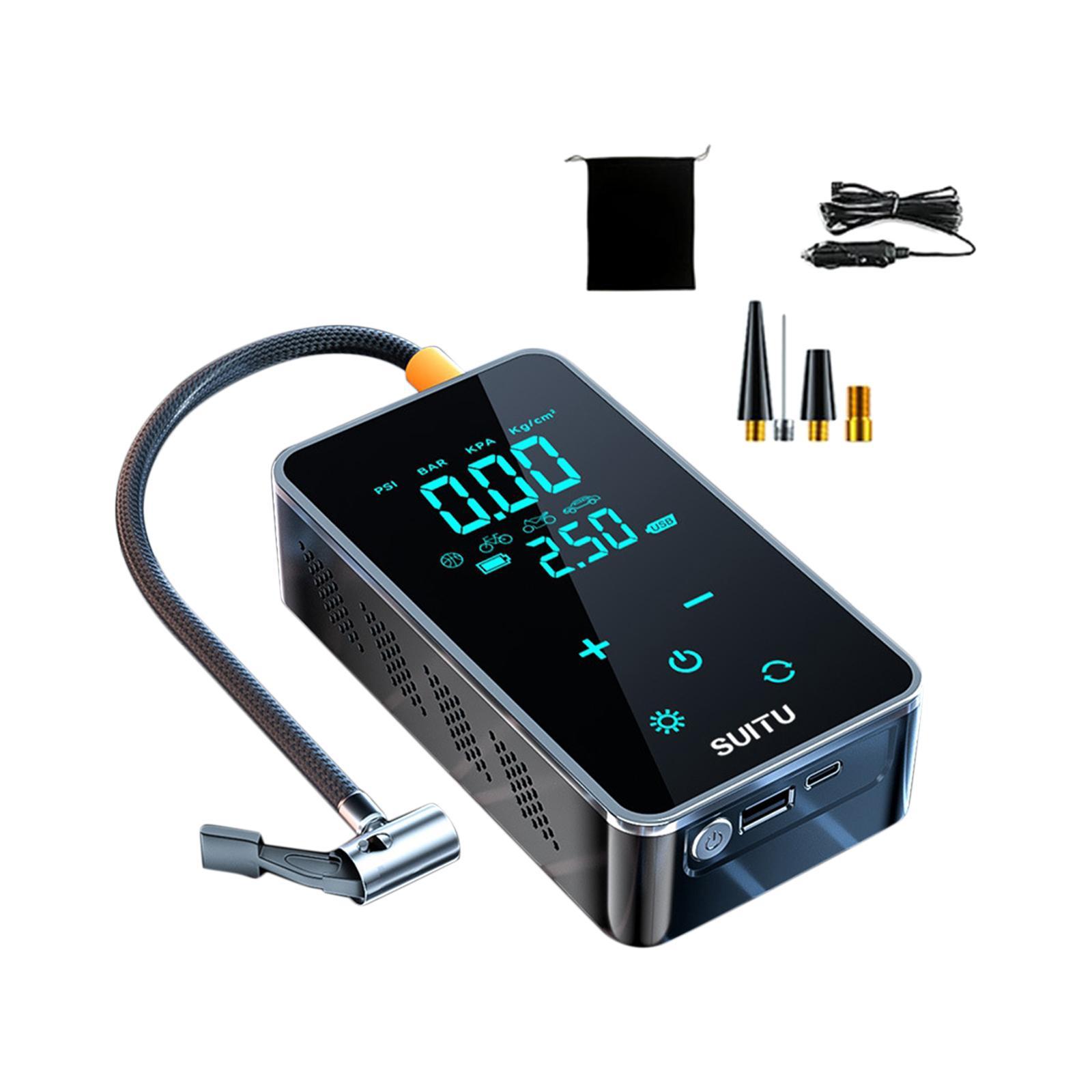 Tire Pump Tire Inflator 5V1A Multifunctional Charging Stop Rechargeable Mini Car with Cable Tire Inflatable Pump Touch Screen