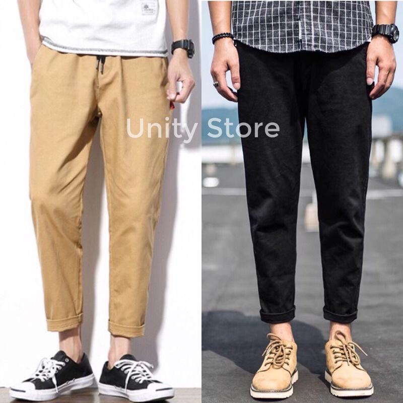 Quần Kaki Baggy Ống Suông Sắn Gấu Ulzzang Nam Nữ Unisex