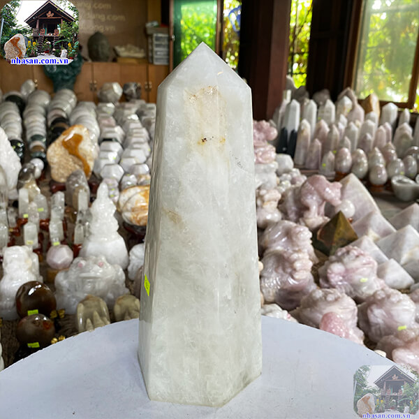 Trụ lục lăng thạch anh trắng tự nhiên nguyên khối trấn trạch-5.2kg -T582