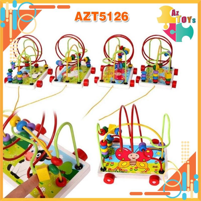 Xe Luồn Hạt Bằng Gỗ Rèn Sự Khéo Léo Kiên Trì Cho Bé - AZT5126