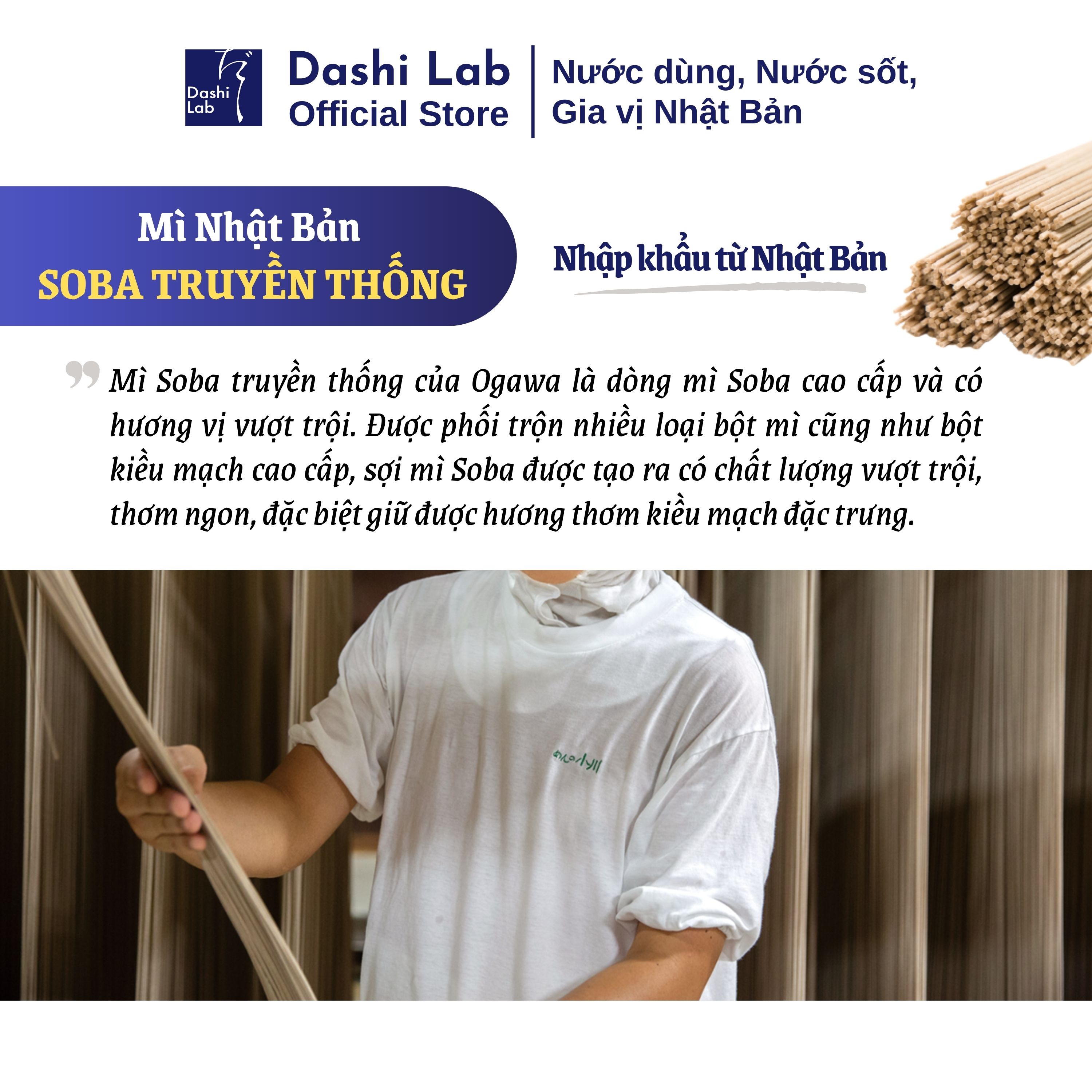 Combo Mì Lạnh Nhật Bản 1 Chai Nước Dùng HAPPO DASHI 340g Và 1 Gói Mì Soba OGAWA SEIMEN 200g DASHI LAB Chuẩn Bản Xứ