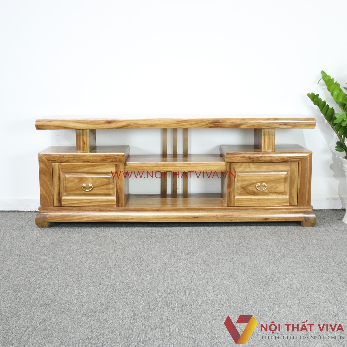 Kệ Tivi Gỗ Hương Xám 2 Hộc Kéo Bền Đẹp Giá Rẻ