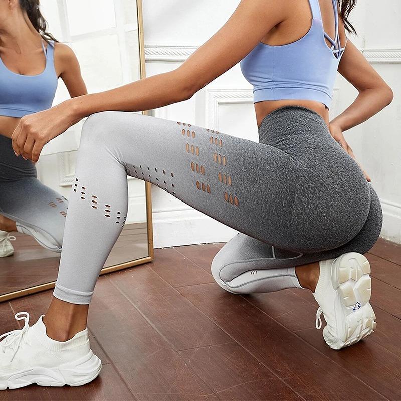 2023 Phụ nữ liền mạch Peach Butter Gradient Cao vòng eo ra khỏi tập thể dục tập thể dục Yoga Gym Thuốc tập luyện đào tạo Color: Emerald green 01 Size: S