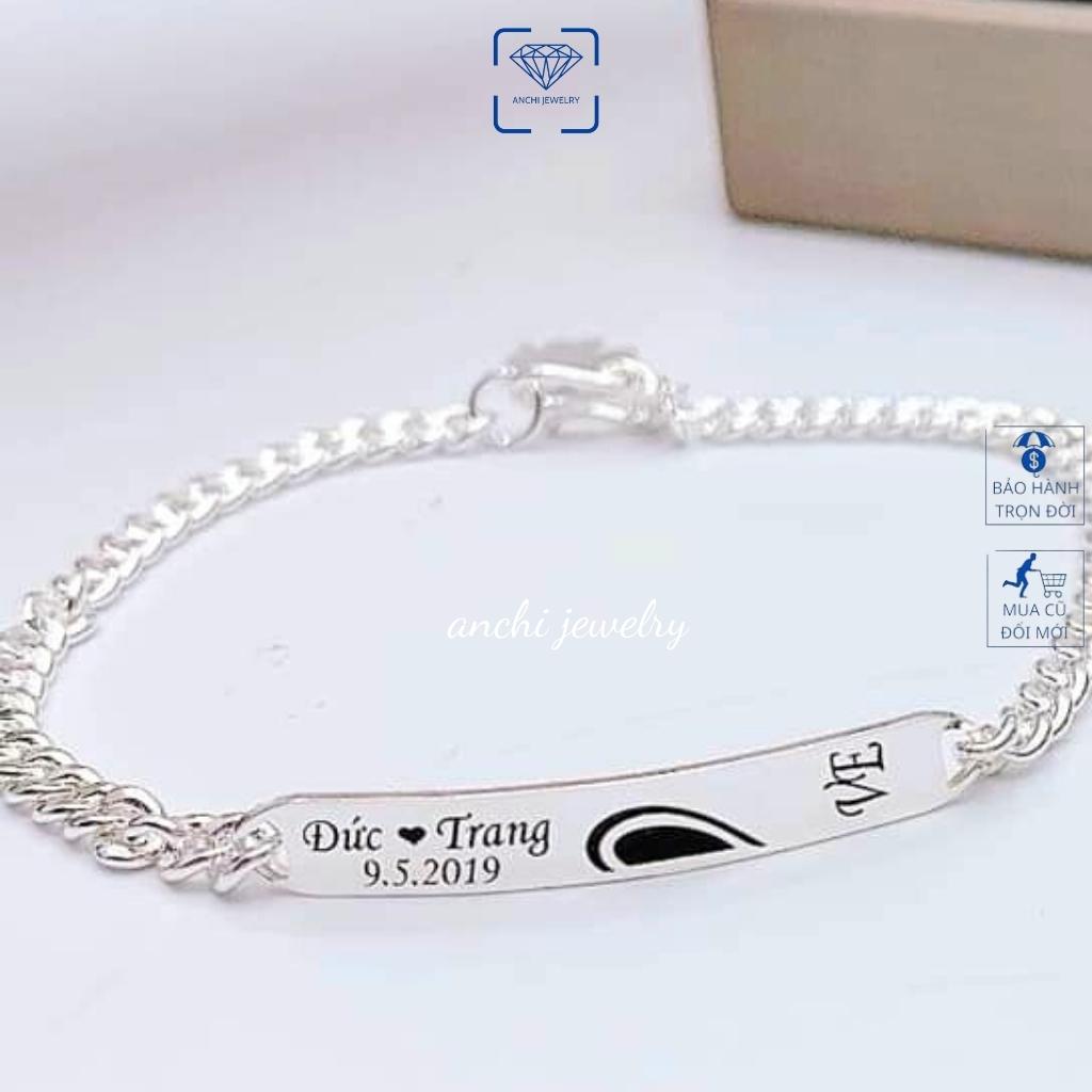 Lắc đôi bạc khắc tên miễn phí, Anchi jewelry