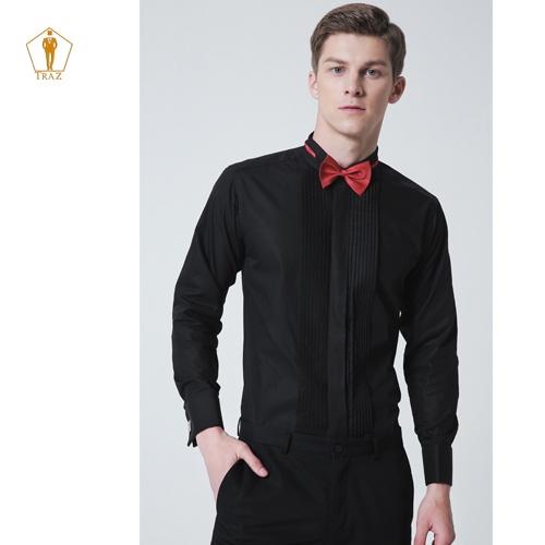 Áo Sơ Mi Nam TRAZ Xếp Ly Và Măng Séc Nam, Cufflink Chất Vải Cotton
