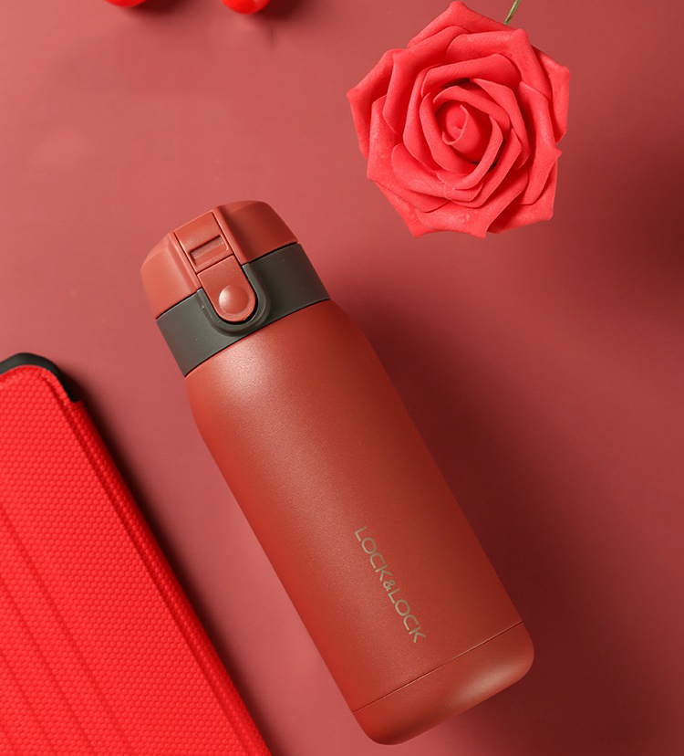 Bình Giữ Nhiệt Lock&Lock Chubby Tumbler LHC3233 370ml - Hàng Chính Hãng, Có Dây Treo, Chất Liệu Thép Không Gỉ, Mở Nắp Bằng 1 Tay