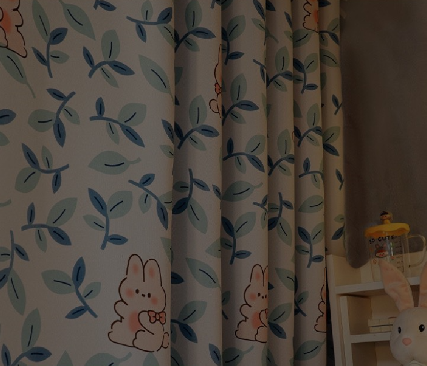 Rèm Vải Khoen Lỗ, Khoen Ri Đô, Rèm Dán THỎ LÁ XANH Vải Dày Khả Năng Chống Nắng Cao