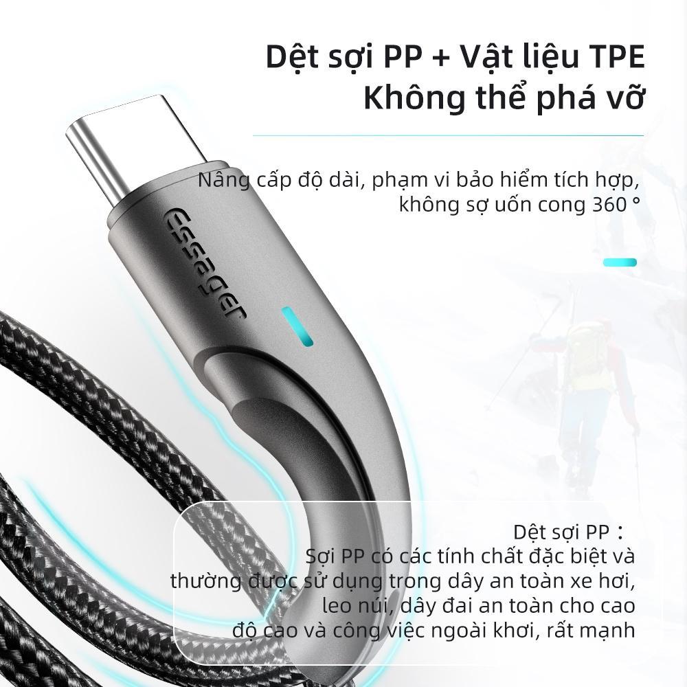 Dây cáp dữ liệu sạc nhanh Essager 3a loại c USB 0.25m/1m/2m/3m tùy chọn cho điện thoại di động Android
