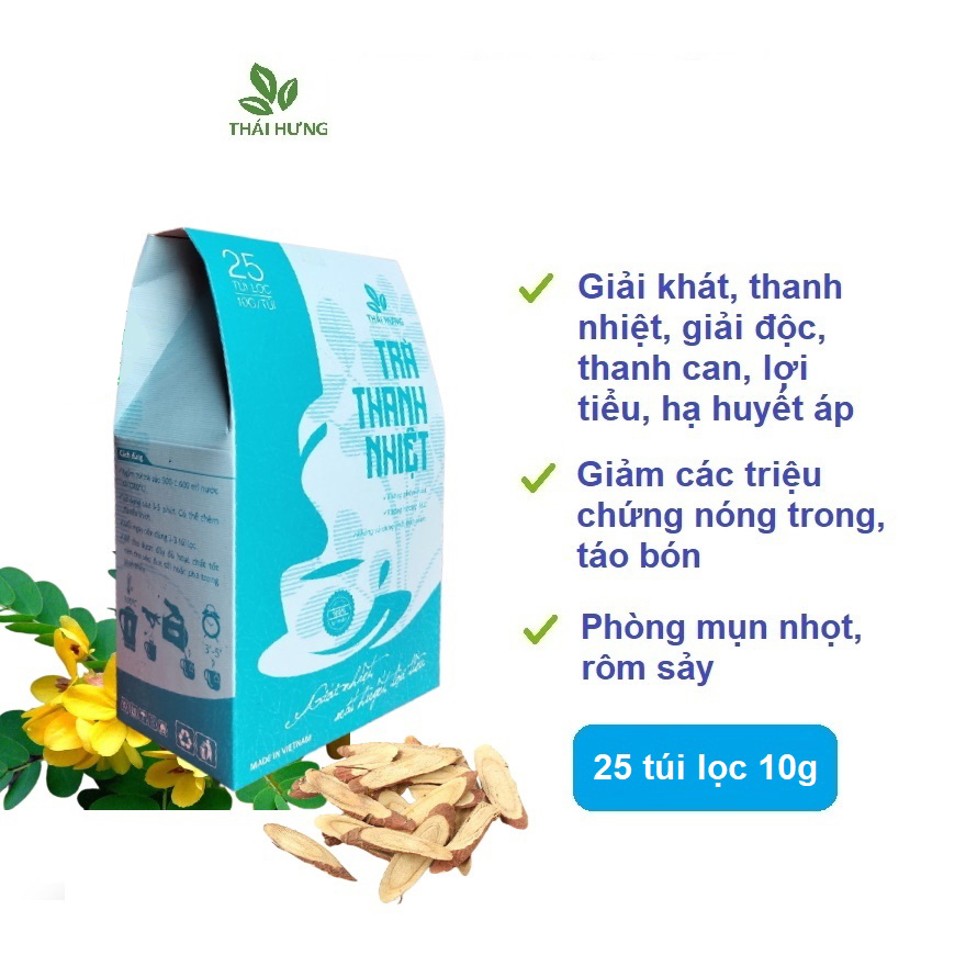 Trà Thanh nhiệt Thái Hưng 25 túi lọc x 8g (200g) -  Thanh lọc, giải nhiệt, mát huyết, lợi tiểu