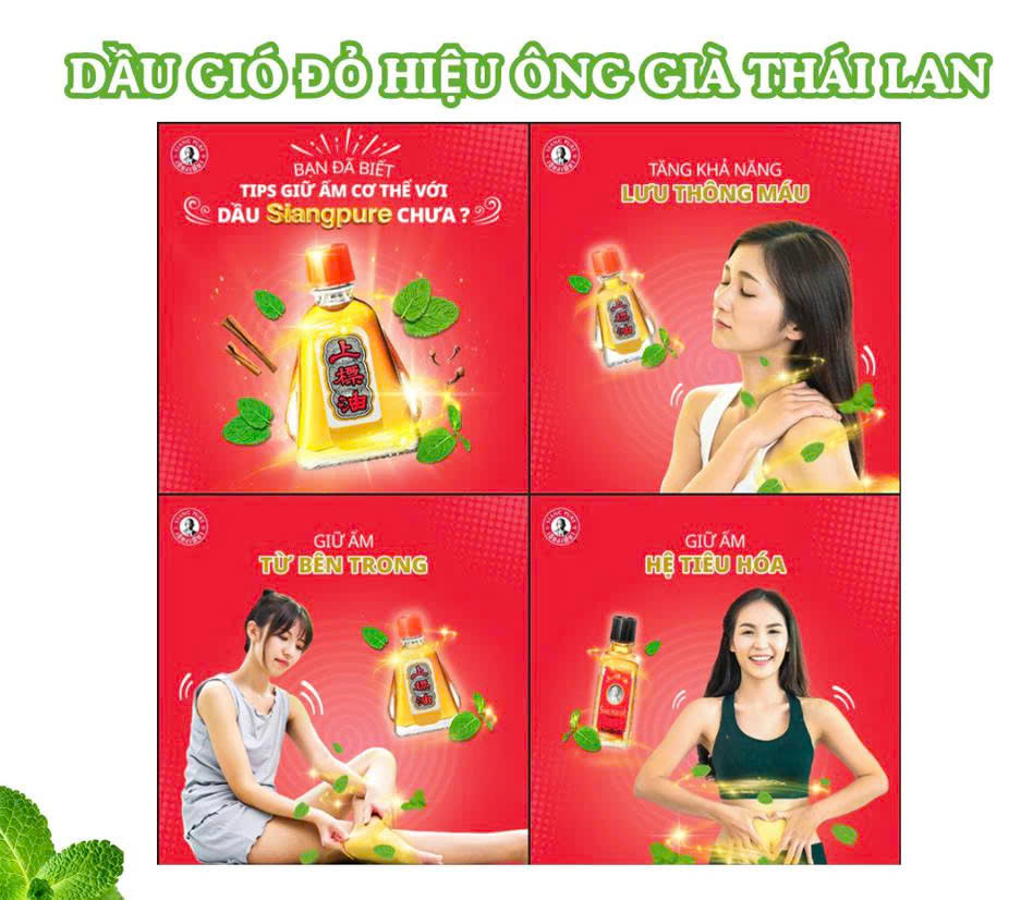 Dầu gió ông già Thái Lan SIANG PURE OIL 3ml Massage Dầu Lăn Nội Địa - SÁP THƠM GEL THƠM