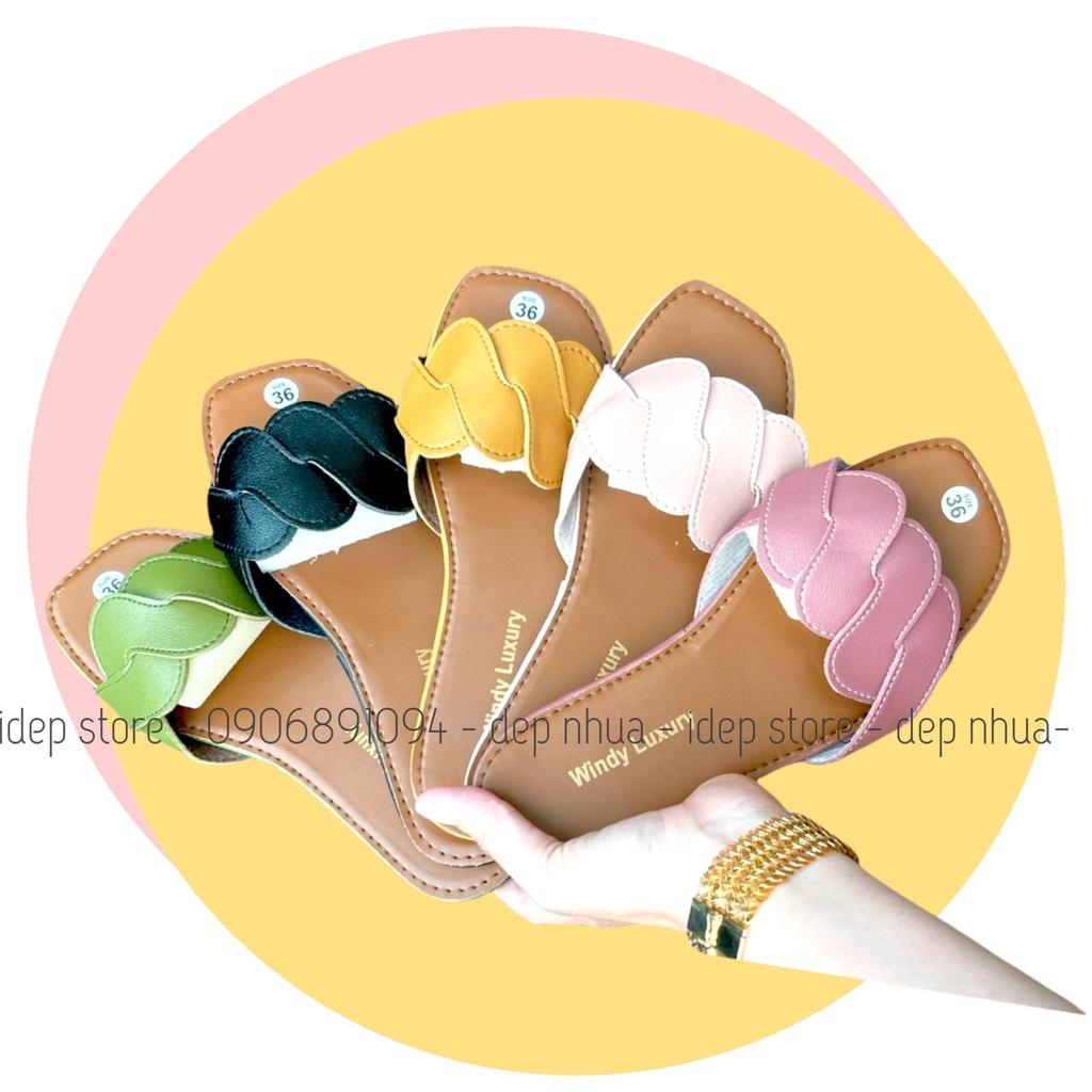 Dép nữ quai ngang đan chéo đế bệt thời trang iDép- DL144
