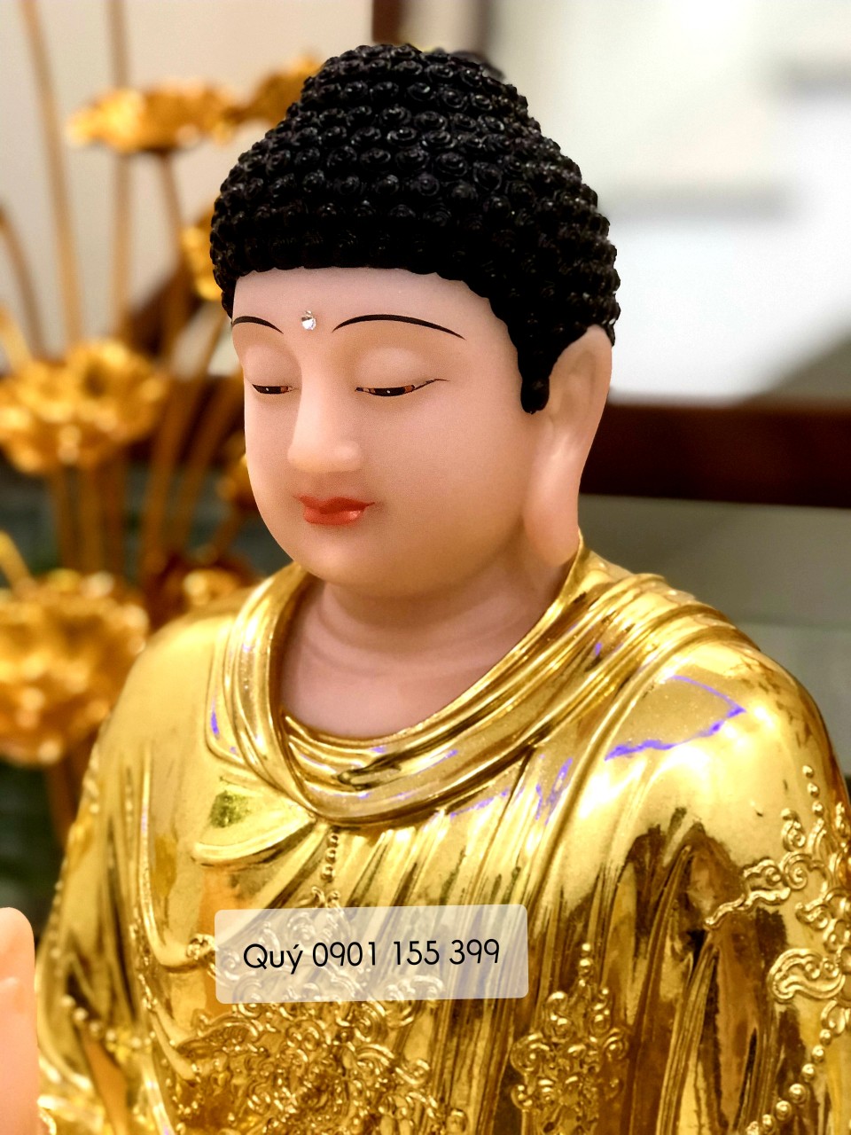 Tượng Phật Bổn Sư Thích Ca Niêm Hoa Vi Tiếu toạ đài kim cang