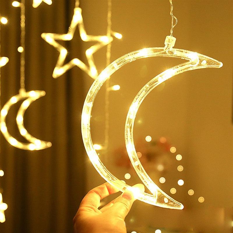 Dây đèn LED 3.5m hình ngôi sao mặt trăng dùng trang trí tiệc Giáng Sinh và năm mới
