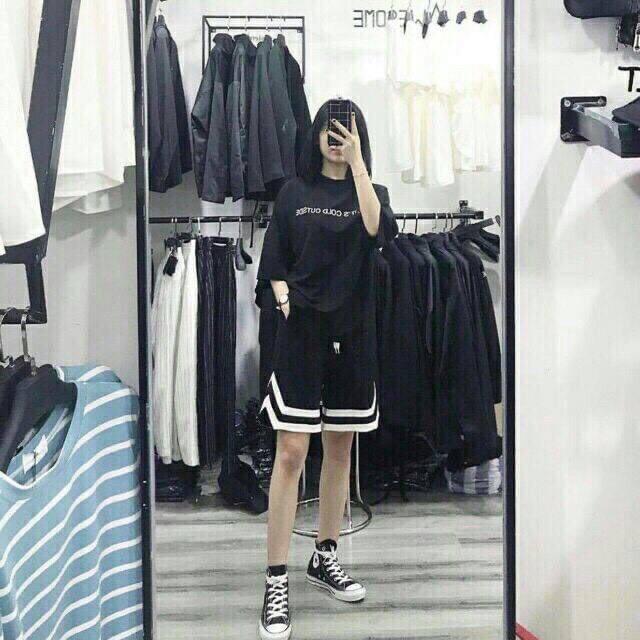 Quần short unisex bóng chày Chữ V nam nữ ulzzang KUN