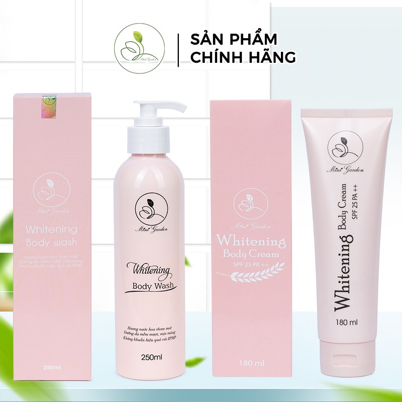 [ TẶNG SỮA TẮM 60ML] Kem body dưỡng trắng da toàn thân men bia MiniGarden Whitening Body Cream SPF 25 PA ++ 180ml thấm nhanh, không bết dính