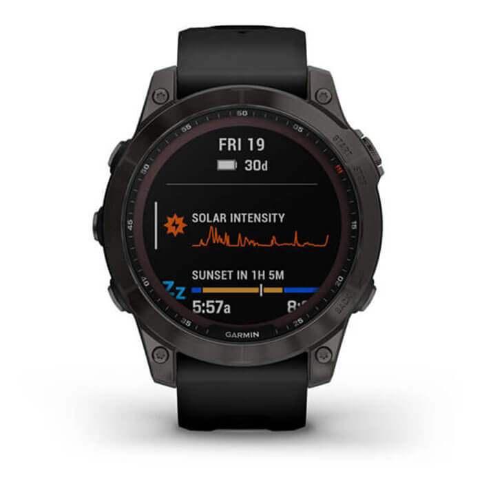 Đồng Hồ Thông Minh Garmin Fenix 7 Sapphire Solar Carbon Gray DLC Titanium with Black Band - Hàng Chính Hãng