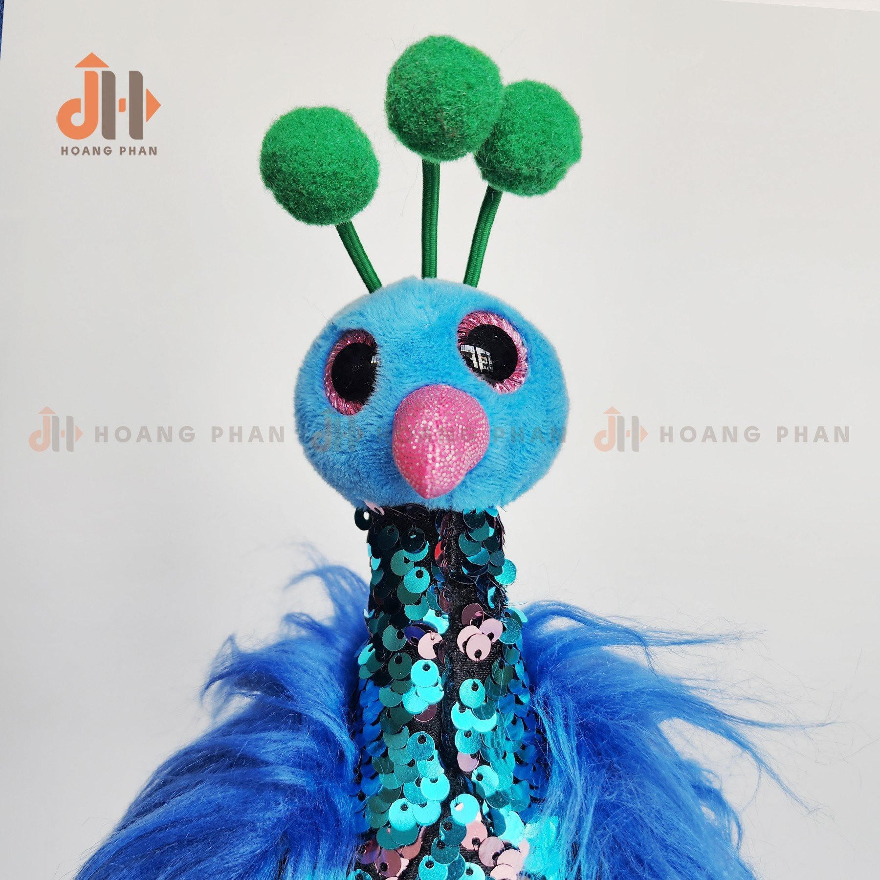 Thú Sequin nhồi bông - Chim Công xanh đính cườm lấp lánh