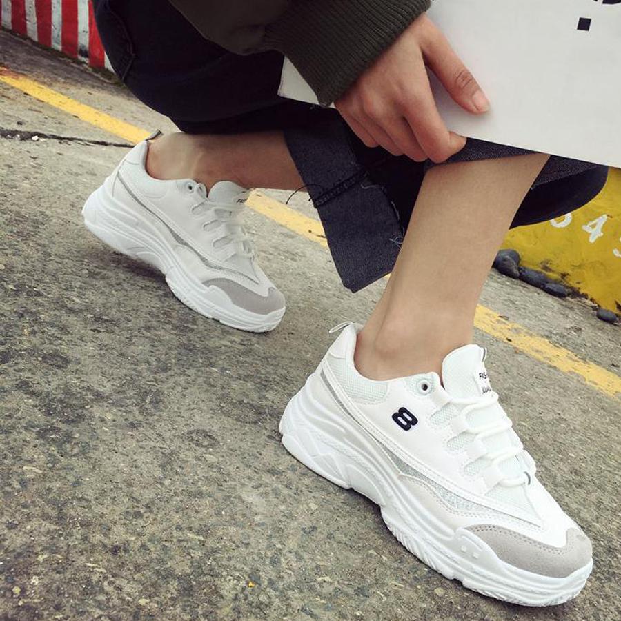 Giày sneaker nữ số 8 kim tuyến xinh xắn