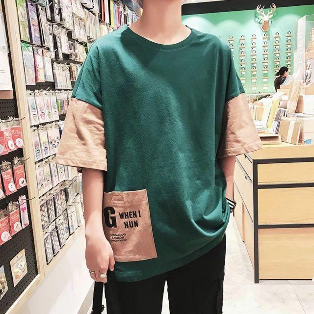 ÁO THUN TAY LỠ FORM RÔNGN PHỐI TAY VÀ TÚI