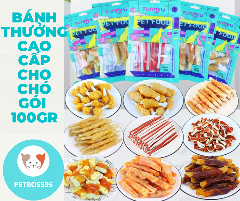 BÁNH THƯỞNG CAO CẤP CHO CHÓ NHÌU MÙI VỊ GÓI 100G