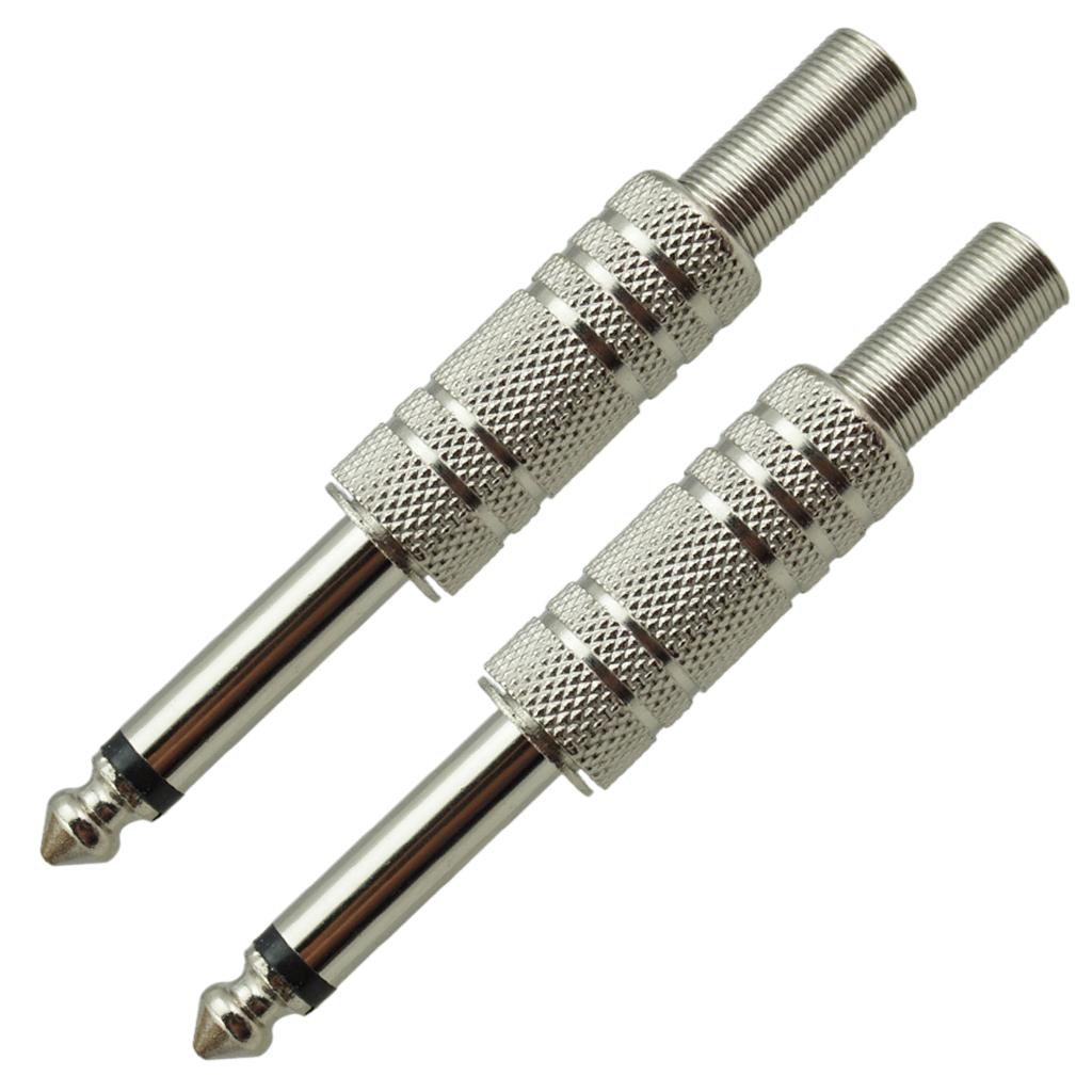 6.35mm Plug Audio Cable Amplifier Connector 1/4'' Mono For Guitar Bass 2Pcs