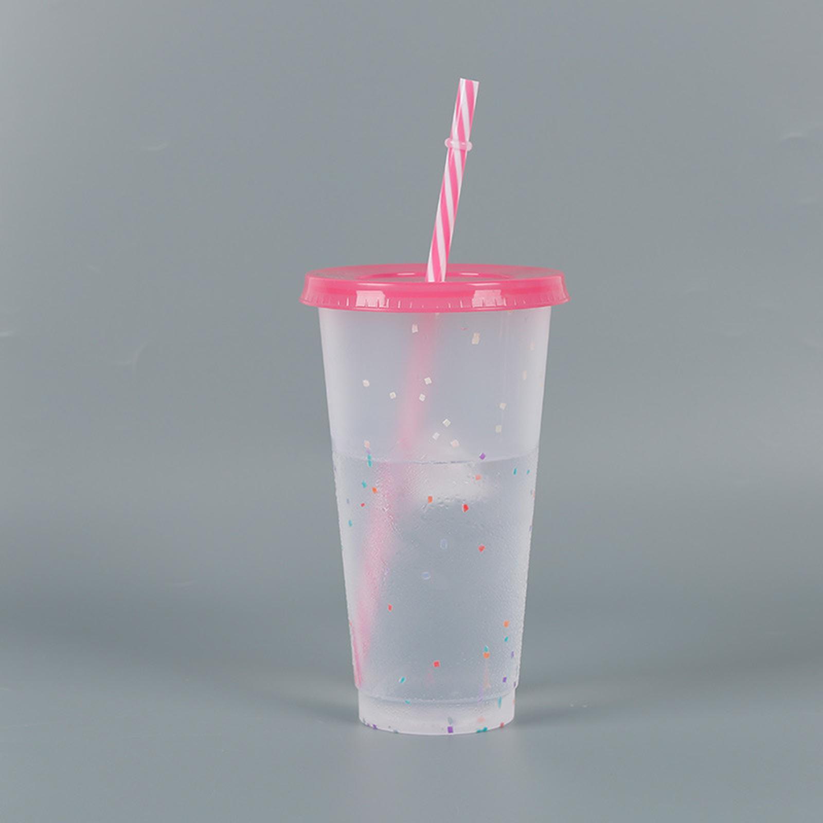 Color Changing Cup with Lids Smoothie Cup Transparent Portable Drinking Mug