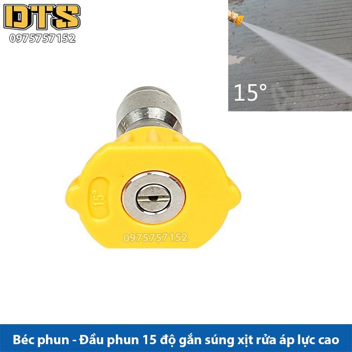 Tổng hợp Béc phun - Đầu béc các góc gắn súng xịt rửa của máy rửa xe áp lực cao - Ren nối nhanh 1/4 inch