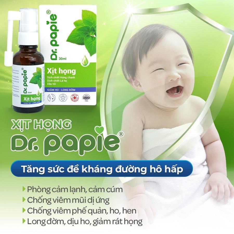 [HSD 02.2026] Xịt Họng Dr.Papie Dịch Chiết Húng Chanh Hỗ Trợ Giảm Ho 30ml Cho Bé và Người Lớn
